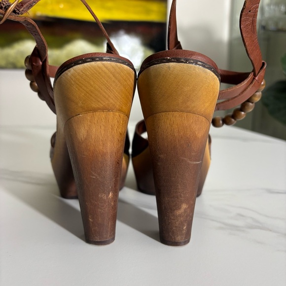 Ugg Brown Platform Leather Sandals Sz 8 - Picture 4 of 11